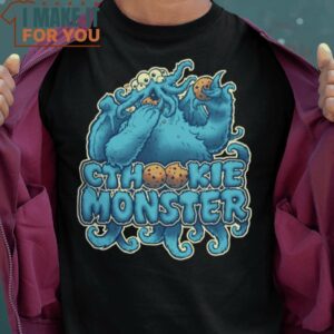Cthookie Monster Cthulhu Cookie Monster The Muppets Mashup T-Shirt, Vintage Halloween Tee for Men