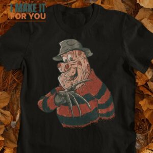 Flintstone Krueger Freddy Krueger Horror T-Shirt, Vintage Halloween Tee for Men