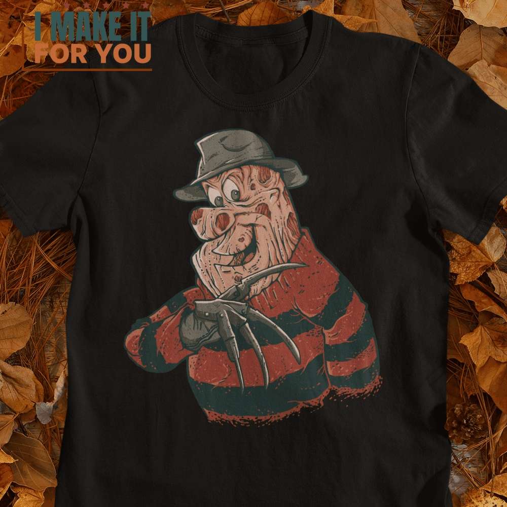 Flintstone Krueger Freddy Krueger Horror T-Shirt, Vintage Halloween Tee for Men Flintstone Krueger Freddy Krueger Horror T-Shirt, Vintage Halloween Tee for Men