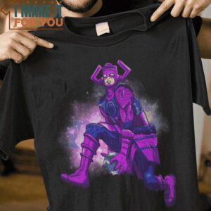 Galactus dunking earth in a black hole Marvel Character T-Shirt, Vintage Halloween Tee for Men