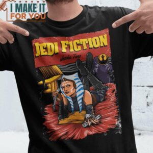 Jedi Fiction Pulp Fiction Star Wars Mashup T-Shirt, Vintage Halloween Tee for Men