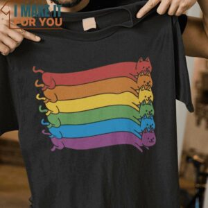 Rainbow Cats Pride Flag LGBT T-Shirt, Vintage Halloween Tee for Men