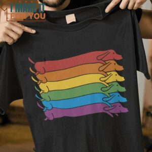 Rainbow Dachshund Pride Flag LGBT T-Shirt, Vintage Halloween Tee for Men