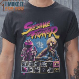 Sesame Fighter Street Fighter The Muppets Mashup T-Shirt, Vintage Halloween Tee for Men