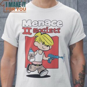 Menace Dennis the Menace Menace II Society Mashup T-Shirt, Vintage Halloween Tee for Men