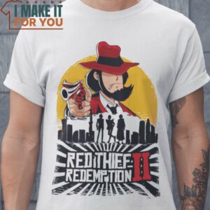 Red Thief Redemption Red Dead Redemption Lupin Mashup T-Shirt, Vintage Halloween Tee for Men