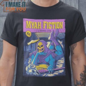 Myah Fiction Pulp Fiction Skeletor He-Man and the Masters of the Universe Mashup T-Shirt, Vintage Halloween Graphic Tee