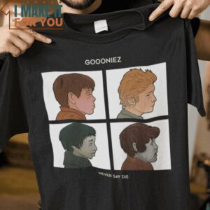 Never Say Die Demon Days The Goonies Mashup T-Shirt, Vintage Halloween Graphic Tee