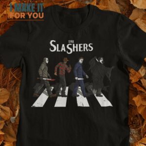 The Slashers Abbey Road Horror Characters T-Shirt, Vintage Halloween Graphic Tee