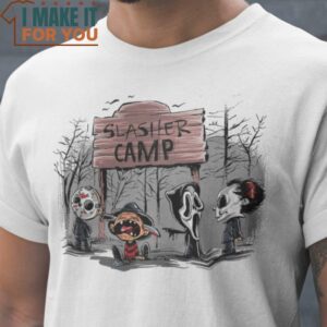 Slasher Camp Horror Characters T-Shirt, Vintage Halloween Graphic Tee
