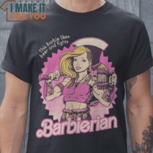 Barbierian Barbie Dungeons and Dragons Mashup T-Shirt, Retro Halloween Graphic Tee