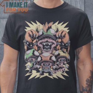 Clicker Bros The Last of Us Super Mario Bros Mashup T-Shirt, Retro Halloween Graphic Tee