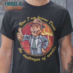 Destroyer Of Worlds Vault Boy Oppenheimer T-Shirt, Retro Halloween Graphic Tee Destroyer Of Worlds Vault Boy Oppenheimer T-Shirt, Retro Halloween Graphic Tee