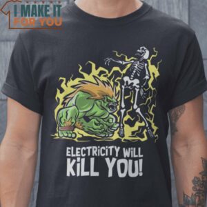 Electricity Blanka Street Fighter T-Shirt, Retro Halloween Graphic Tee