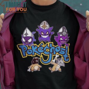 Pkghost Ghost Type Pokemon T-Shirt, Retro Halloween Graphic Tee