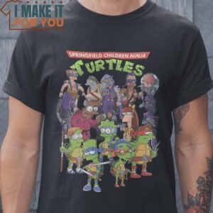 Springfield Children Ninja Turtles The Simpsons Mashup T-Shirt, Retro Halloween Graphic Tee