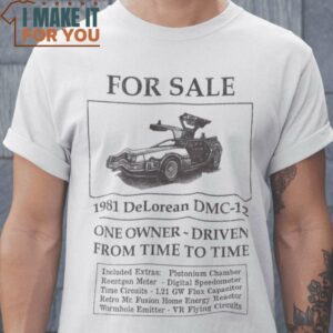 For Sale DeLorean Back to the Future Mashup T-Shirt, Retro Halloween Graphic Tee