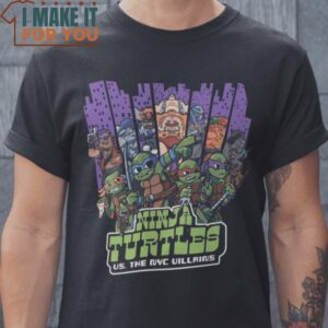 Ninja vs The NYC Villains Teenage Mutant Ninja Turtles T-Shirt, Halloween Vintage Graphic Tee