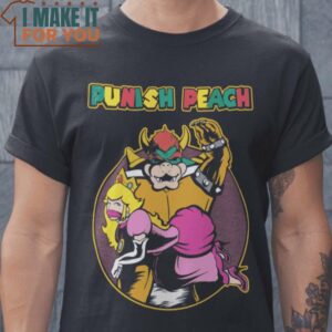 PUNISH PEACH Bowser Princess Peach Super Mario Bros T-Shirt, Halloween Vintage Graphic Tee