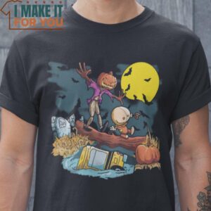 Sam Walk Calvin and Hobbes Sam Trick R Treat Horror T-Shirt, Halloween Vintage Graphic Tee