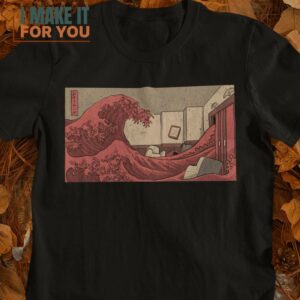 The Shining Wave The Great Wave off Kanagawa The Shining Mashup T-Shirt, Halloween Vintage Graphic Tee