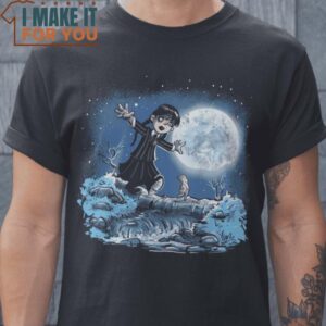 Wednesday and Hand Calvin and Hobbes The Addams Family T-Shirt, Halloween Vintage Graphic Tee