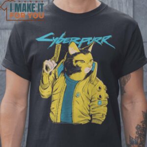 Cyberpurr Cat T-Shirt, Retro Halloween Graphic Tee for Sale