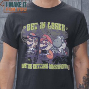 Getting Mushroom Mean Girls Super Mario Mashup T-Shirt, Retro Halloween Graphic Tee for Sale
