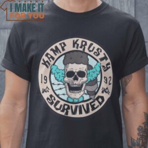 Kamp Krusty Servived The Simpsons T-Shirt, Retro Halloween Graphic Tee for Sale