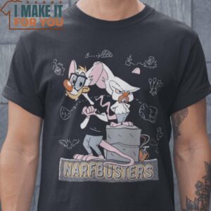 Narfbusters Pinky and the Brain Mythbusters Mashup T-Shirt, Retro Halloween Graphic Tee for Sale