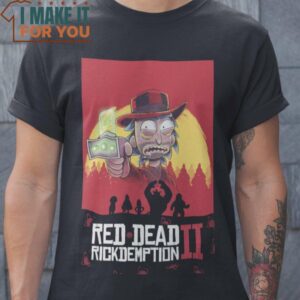 Red Dead Rickdemtion II Rick and Morty T-Shirt, Retro Halloween Graphic Tee for Sale