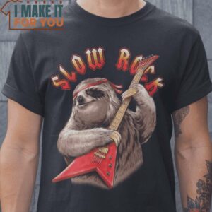 Slow Rock Sloth T-Shirt, Retro Halloween Graphic Tee for Sale