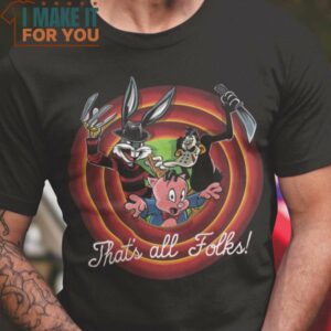 That’s All Folks Looney Tunes T-Shirt, Retro Halloween Graphic Tee for Sale