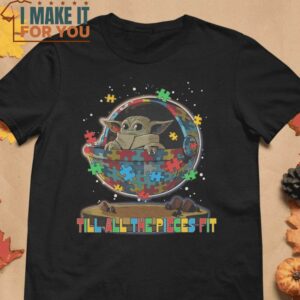 Till All The Pieces Fit Baby Yoda Star Wars T-Shirt, Retro Halloween Graphic Tee for Sale
