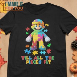 Till All The Pieces Fit Super Mario T-Shirt, Retro Halloween Graphic Tee for Sale