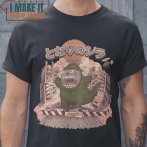 Totozilla Godzilla My Neighbor Totoro Mashup T-Shirt, Retro Halloween Graphic Tee for Sale