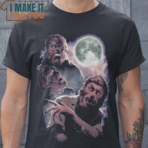 Wolf Man Moon Wolf Man Horror T-Shirt, Retro Halloween Graphic Tee for Sale