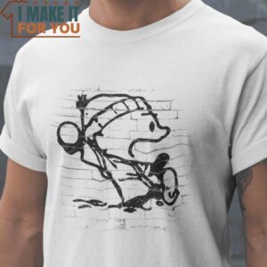 Snowball Thrower Banksy’s Flower Chucker Calvin and Hobbes T-Shirt, Retro Halloween Graphic Tee for Sale