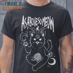 As Above So Meow Cat T-Shirt, Vintage Halloween Graphic Tee for sale