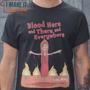 Blood Here and There and Everywhere Carrie T-Shirt, Vintage Halloween Graphic Tee for sale Blood Here and There and Everywhere Carrie T-Shirt, Vintage Halloween Graphic Tee for sale