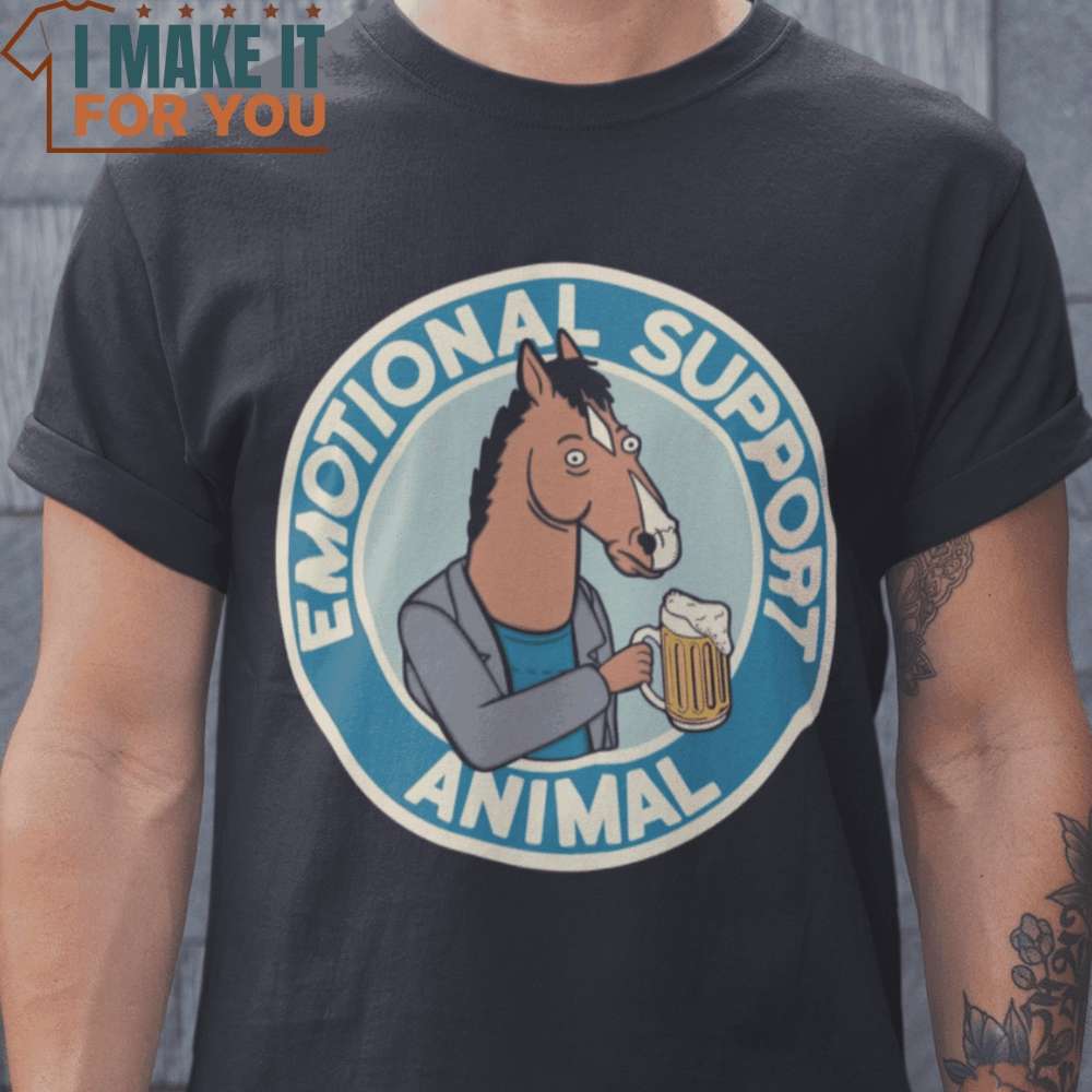 Emotional Support Animal BoJack Horseman T-Shirt, Vintage Halloween Graphic Tee for sale Emotional Support Animal BoJack Horseman T-Shirt, Vintage Halloween Graphic Tee for sale