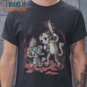 Itchy and Slashy Jason Voorhees Horror T-Shirt, Vintage Halloween Graphic Tee for sale