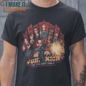JW vs. High Table Scott Pilgrim vs The World John Wick T-Shirt, Vintage Halloween Graphic Tee for sale