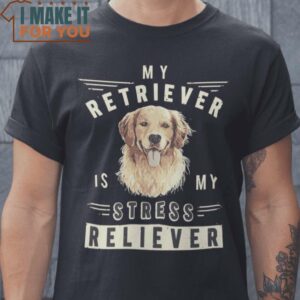 My Retriever Is My Stress Reliever Dog T-Shirt, Vintage Halloween Graphic Tee for sale