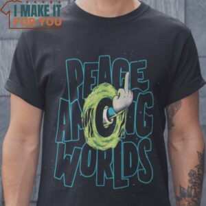Peace Among Worlds Rick and Morty T-Shirt, Vintage Halloween Graphic Tee for sale