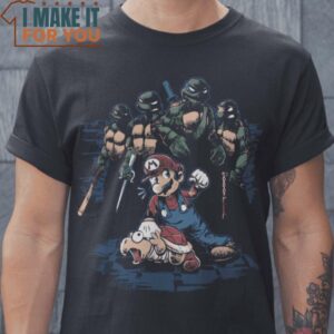 Save The Turtle Super Mario Teenage Mutant Ninja Turtles T-Shirt, Vintage Halloween Graphic Tee for sale