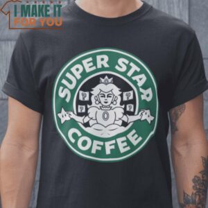 Super Star Coffee Starbucks Coffee Princess Peach Super Mario Bros T-Shirt, Vintage Halloween Graphic Tee for sale