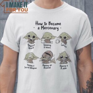 Become A Mercenary Baby Yoda T-Shirt, Vintage Halloween Graphic Tee for sale
