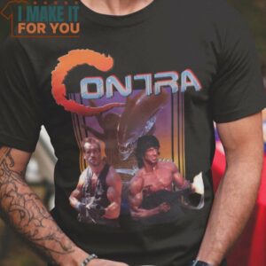 ContraRipoff Video Game T-Shirt, Vintage Halloween Graphic Tee Mens