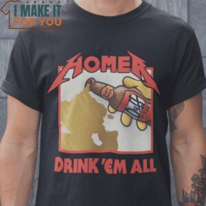 Drink ‘Em All Kill ‘Em All The Simpsons T-Shirt, Vintage Halloween Graphic Tee Mens